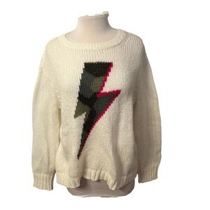 Wooden Ships Lightening Bolt Crewneck Sweater - Small Medium